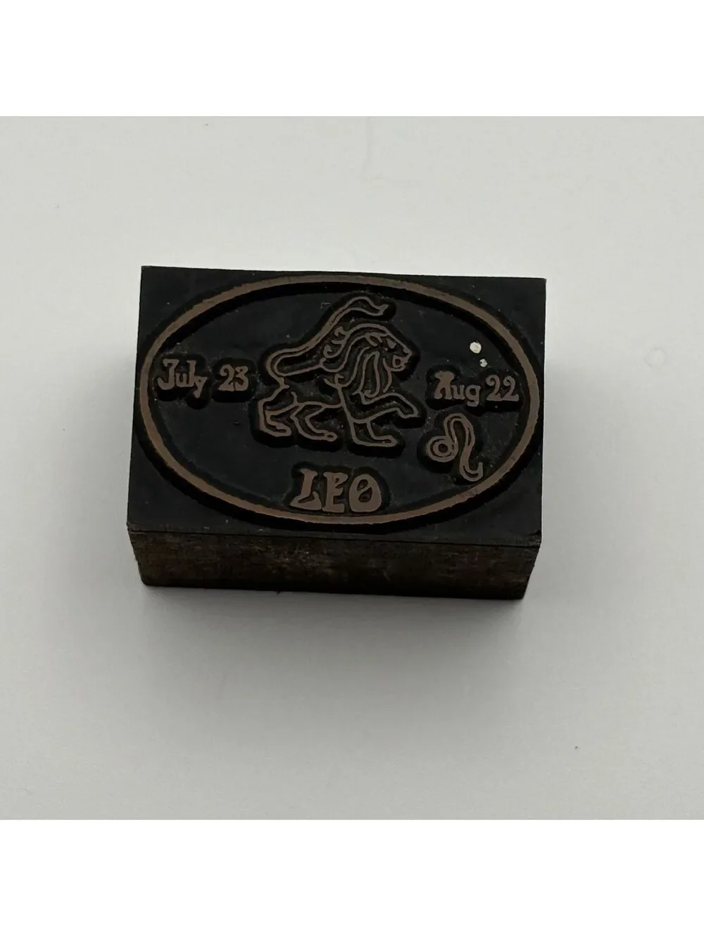 Vintage Copper Leo Zodiac Letterpress Printing Block Stamp